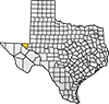 Map showing Loving County location within the state of Texas