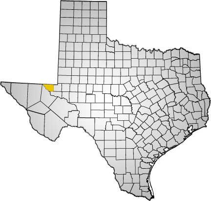 Map of Texas highlighting Loving County's location within the state